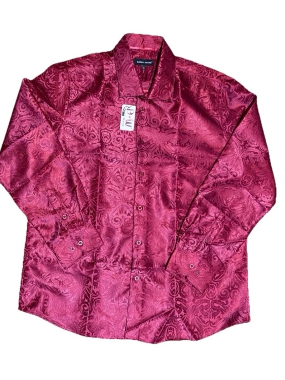 Barry Wang Men’s Paisley Button-Up Shirt Deep Fuchsia Size XL New